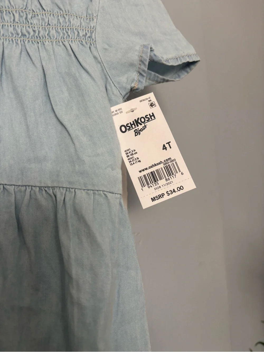 OshKosh B'gosh Light Blue Denim Smocked Girl's Dress
